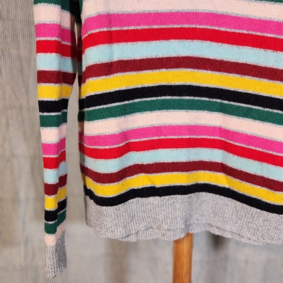 1901 $79 Large Multicolor‎ Striped Cotton Wool Crew Neck Button Shoulder Sweater - Picture 5 of 7